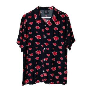 Hot topic naruto akatsuki clouds button up short sleeve shirt mens M